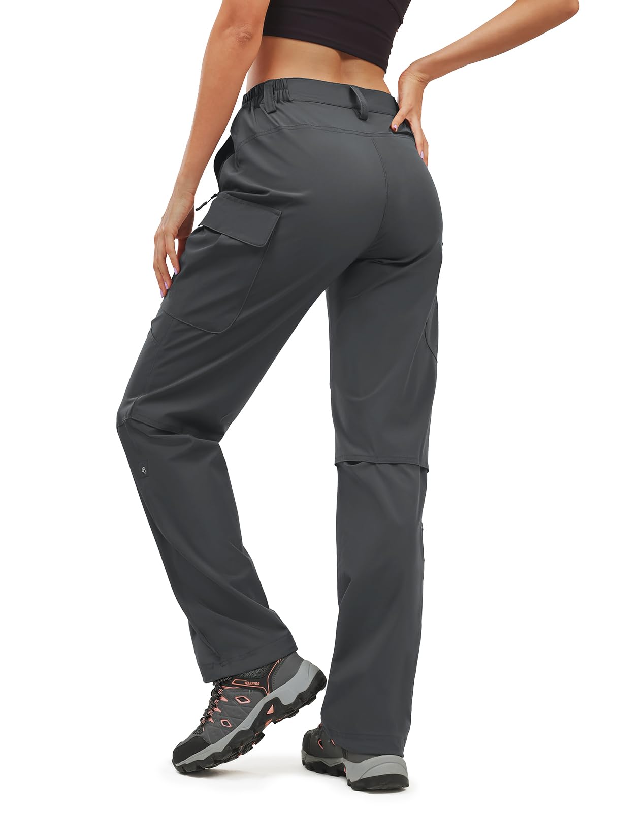 Moosehill Women's-Hiking-Pants-Cargo-Quick-Dry-Stretch-Lightweight Work Outdoor Pants with 5 Deep Pockets(Dark Grey, 12, 31in)