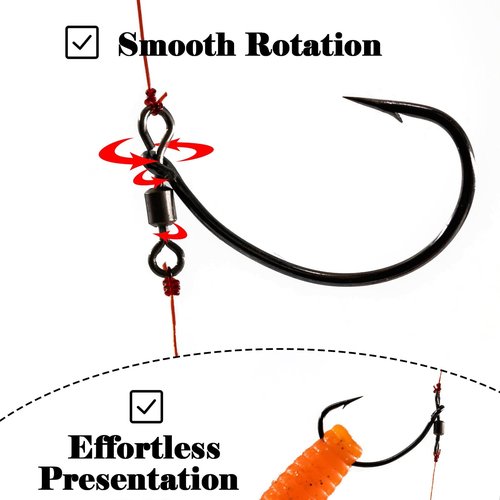 FishTrip Drop Shot Hooks Fishing Rig, 25pcs Drop Shot Rig with Swivel Saltwater Freshwater Sizes 3