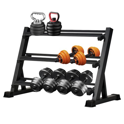 YUFER 3-Tier Heavy Duty Dumbbell Rack – Weight Rack Stand for Dumbbells (5-50LB), Kettlebells & Plates | 1100LBS, Alloy Steel, Compact Space-Saving Design | Home Gym Equipment Storage
