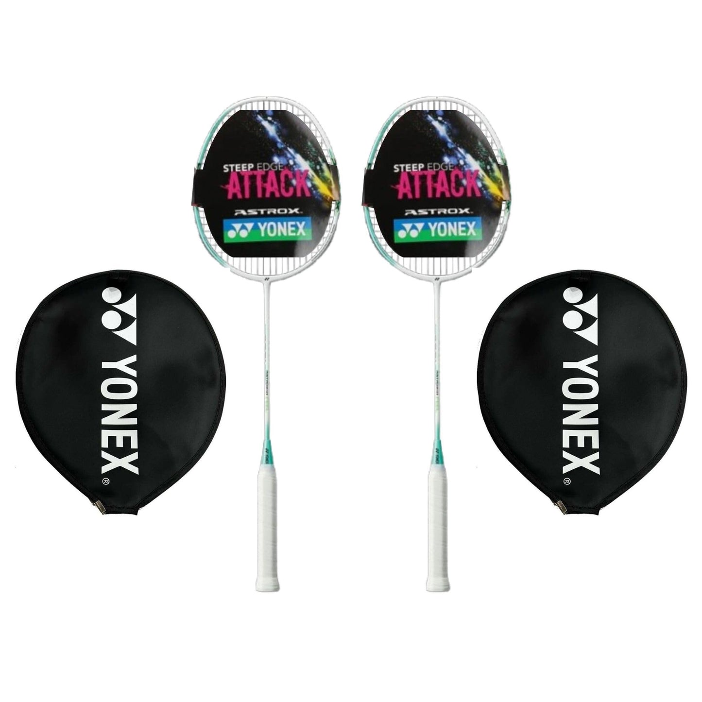2X Yonex Astrox 01 Feel Pre Strung Badminton Racket (White/Mint) 4U5