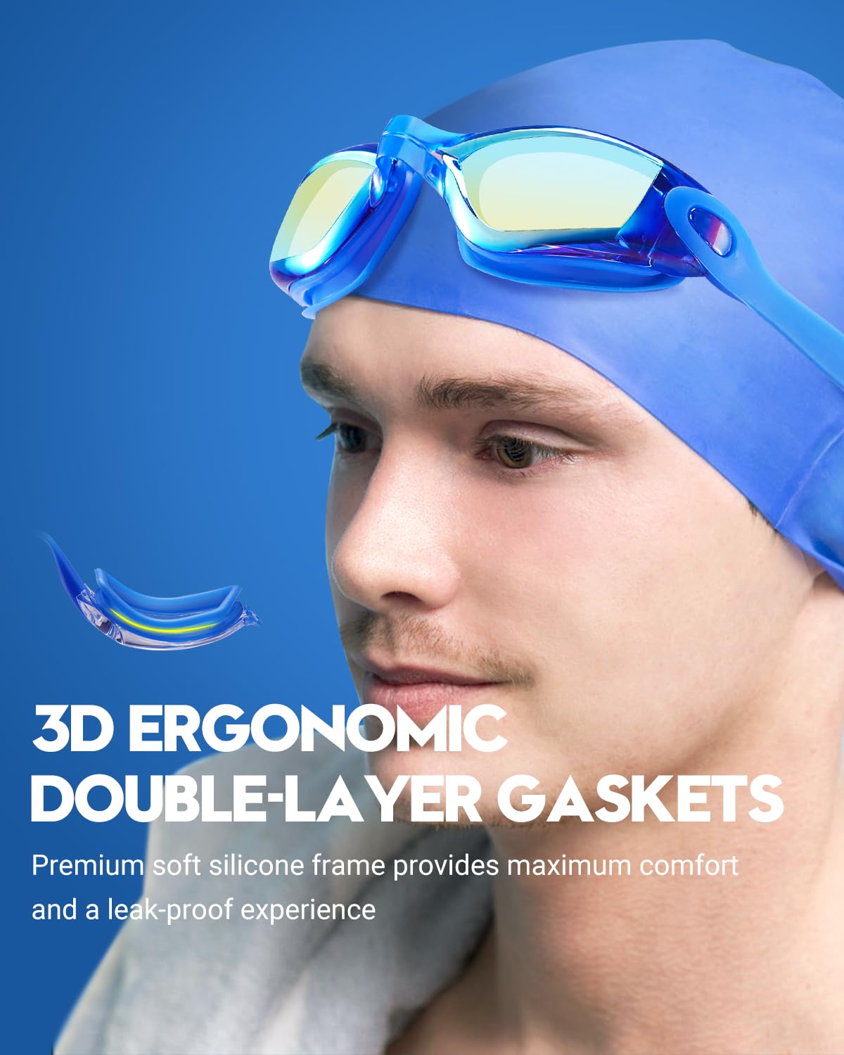 Vorshape 2 Pack Swim Goggles Adult, Anti-Fog UV Protection Leak-Proof Pool Swimming Gogglesfor Men Women﻿