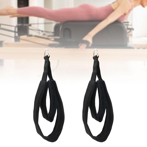 Zxpjkyu 2Pcs Straps with D Rings - Pilates Double Loop Straps for Fitness Beginners, Black