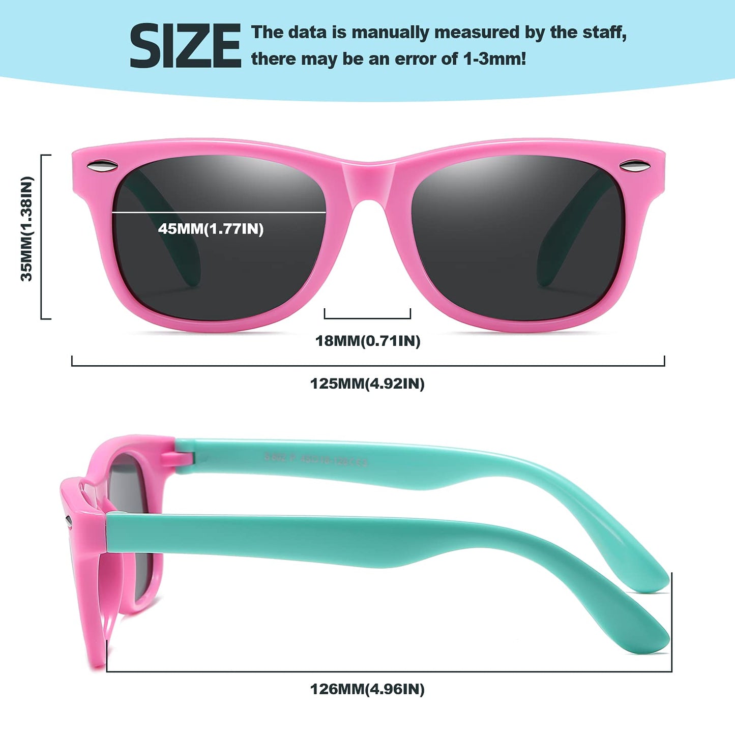 DYLB Kids Polarized Sunglasses for girls boys 3 Pack, Flexible TPEE Rubber Frame for Children Age 3-8.