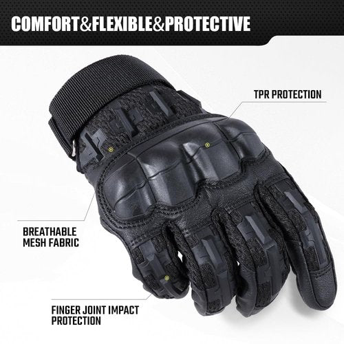 WTACTFUL Touch Screen Motorcycle Tactical Gloves for Men Airsoft Paintball Gear MTB Bike Cycling Cross-Country Motorbike ATV Hunting Hiking Riding Driving Work Outdoor Full Finger Gloves L Black