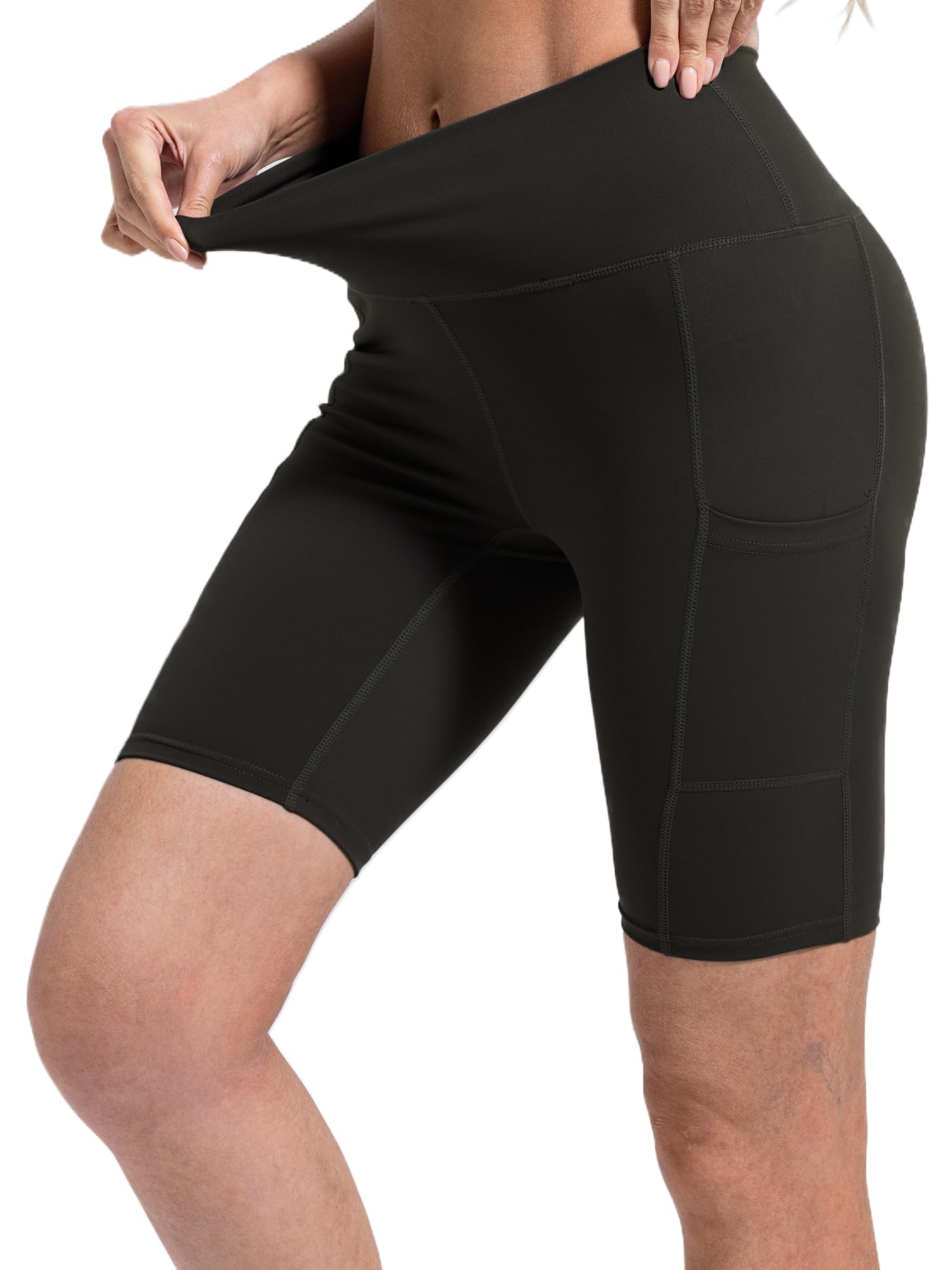 Sanke 4 Pack Tummy Control Biker Shorts for Women with Pockets 8" High Waisted Yoga Pants for Athletic Workout Running