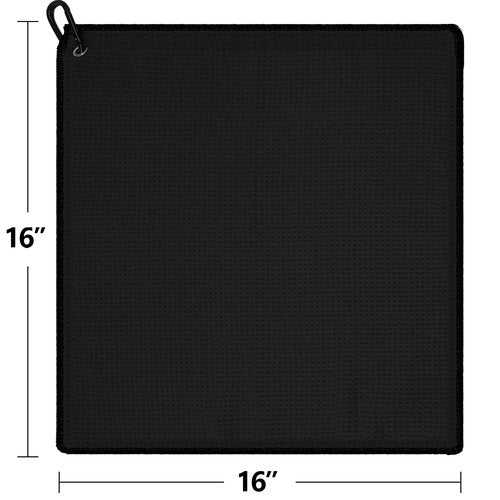 VIVIDLY 3 Pack Golf Towels (16" X 16"), Microfiber Waffle Pattern Golf Towel with Carabiner Clip, Suitable for Men's Golf Gifts (Black/Grey/Blue)