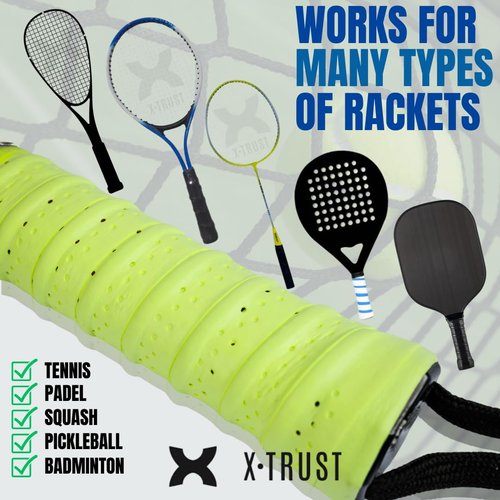 X-Trust 10 Pro Overgrip Light Aqua Green | Tennis, Padel, Pickleball, Badminton | Perforated Texture | Maximum Control & Comfort