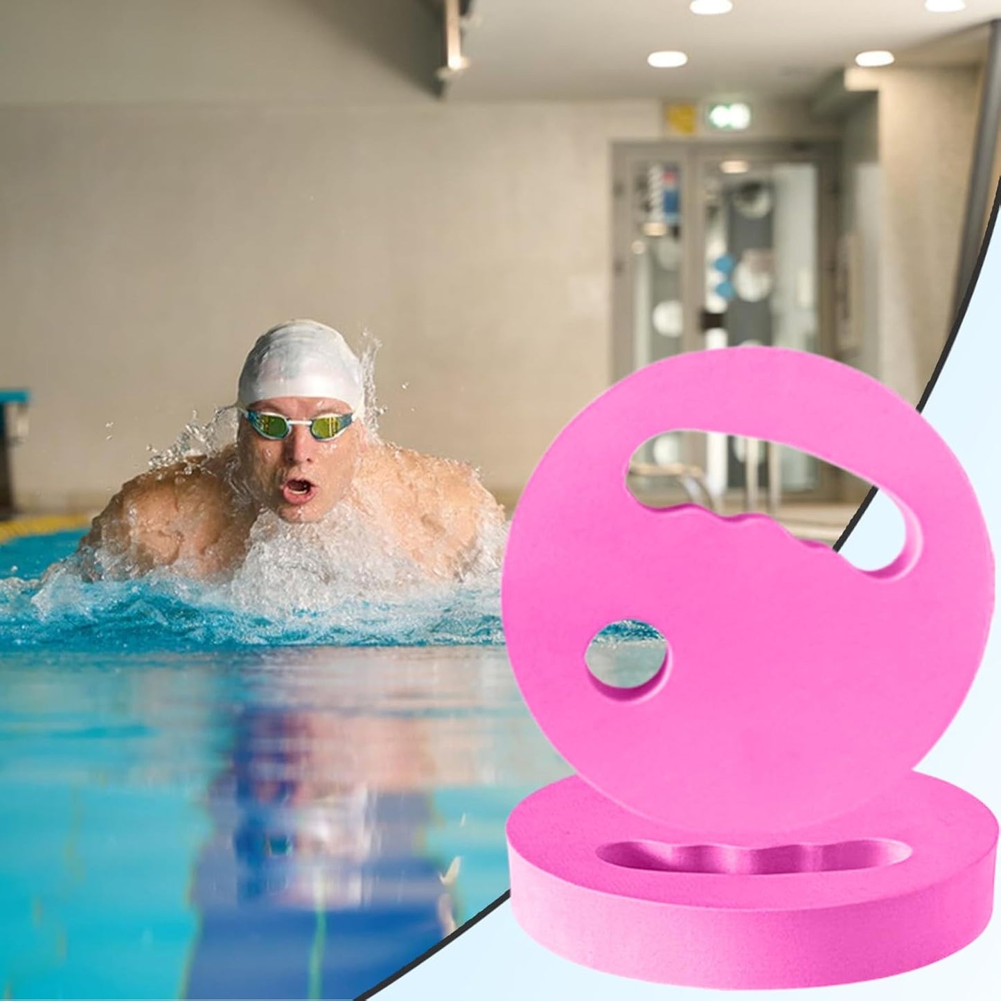 18x3 Cm 2 Pieces Water Exercise Discs EVA Floating Aqua Training Disc Pool Workouts Aid with Ergonomic Grip for Adults Swimming Beginners Teens Women Boys Men