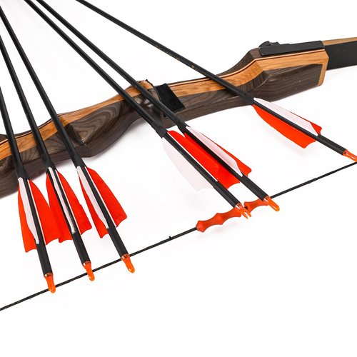 LWANO 30" Carbon Arrows-Archery Target Practice Hunting Arrows with 4" Turkey Feather Spine 500 for Recurve & Long Bow(Pack of 12)
