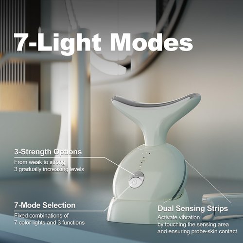 7 in 1 Face Massager Tool, Red Light Therapy for Face and Neck, Portable Face Lift Device, Neck Massager for Double Chin Reducer