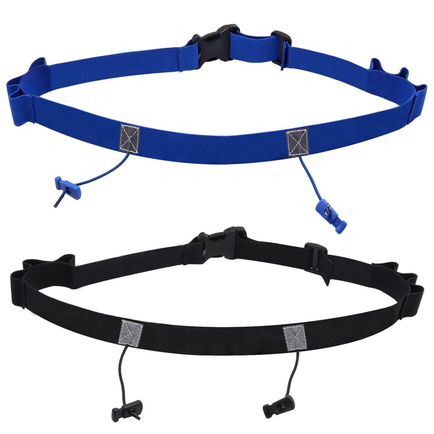 GDFYMI 2Pcs Race Number Belt Race Bib Belts with 6 Energy Gel Loops for Marathon Triathalon Running No Safety Pins Required (Black/Blue)