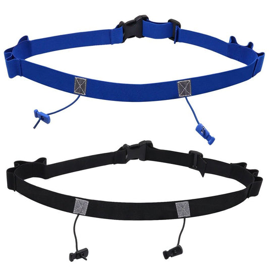 GDFYMI 2Pcs Race Number Belt Race Bib Belts with 6 Energy Gel Loops for Marathon Triathalon Running No Safety Pins Required (Black/Blue)