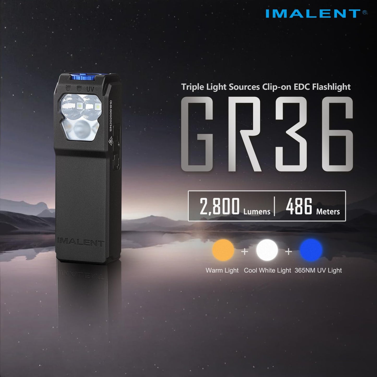 IMALENT GR36 Rechargeable EDC Flashlight, 2800 Lumens Compact Pocket Light with Clip & Magnetic Base, USB-C Charging Portable Work Flashlight for Camping, Repair, Emergency Everyday Carry