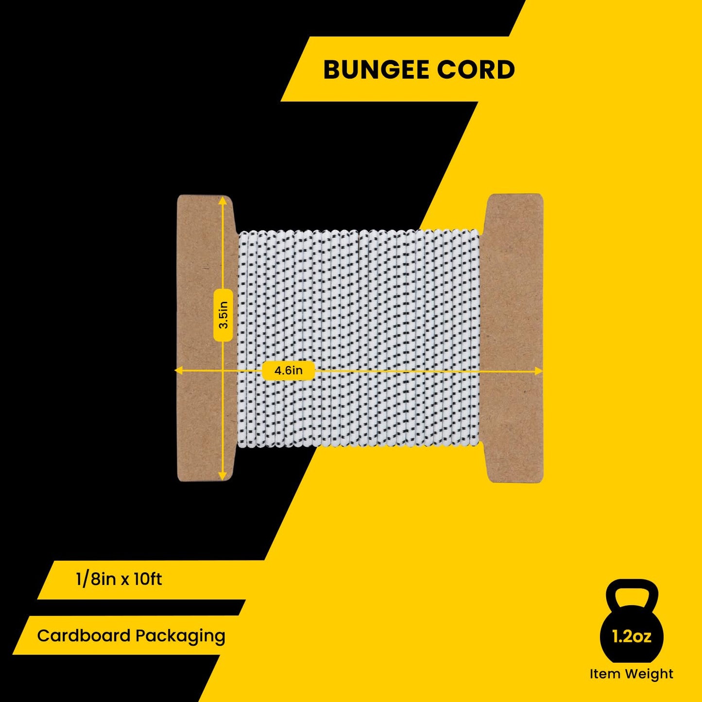 Brotree Marine Grade Bungee Cord 1/8" x 10ft - Elastic Shock Cord 100% Stretch Rope Heavy Duty for Kayak, Tent Pole, Tarp, Tie Down - White&Black