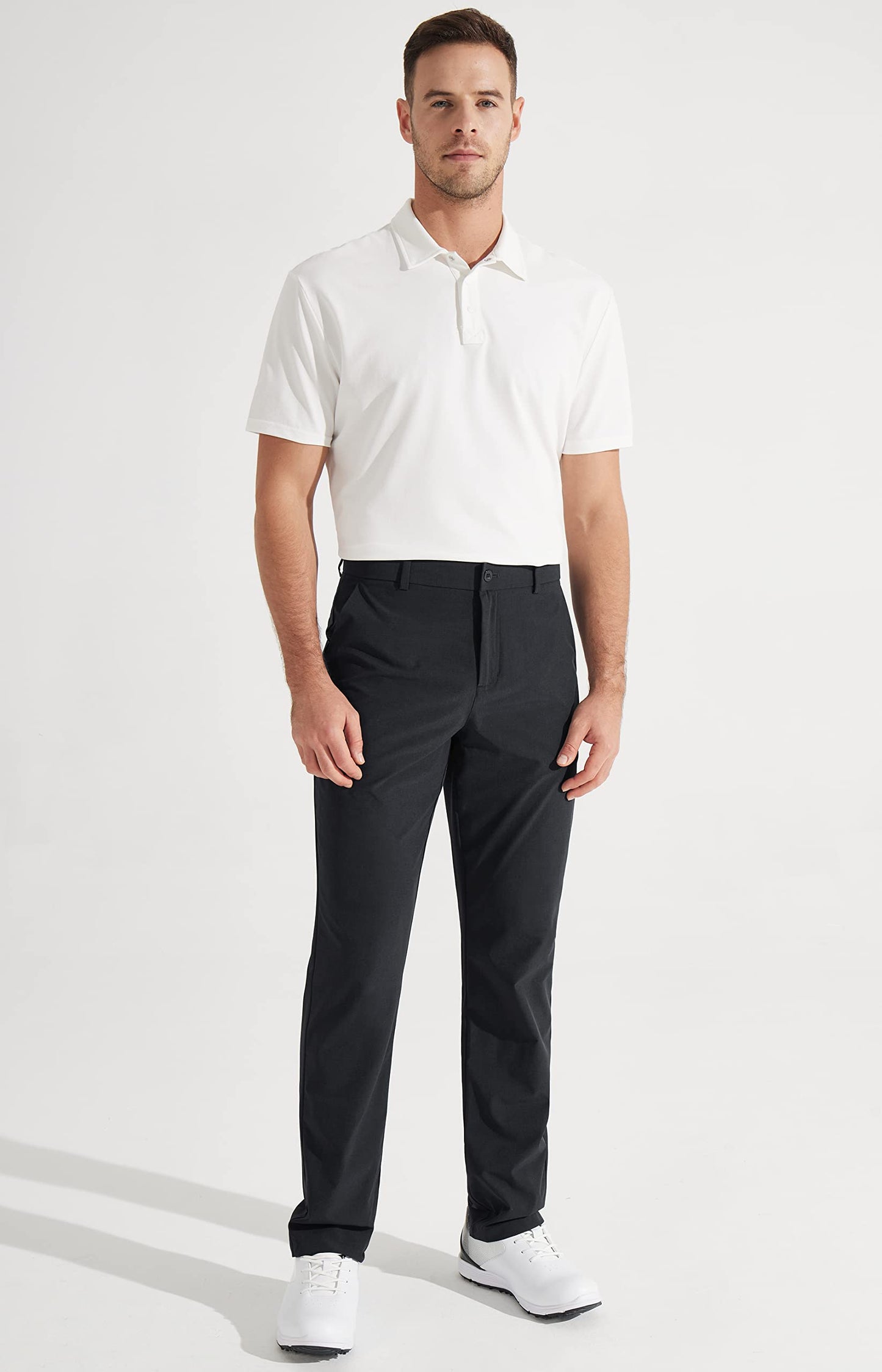 Libin Mens Golf Pants Stretch Work Dress Pants 30" Quick Dry Lightweight Business Casual Pant for Men Comfy Water Resistant, Black, 30W x 30L