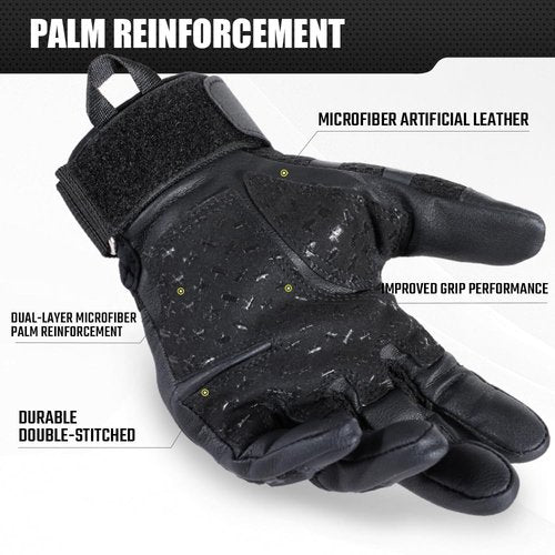 WTACTFUL Touch Screen Motorcycle Tactical Gloves for Men Airsoft Paintball Gear MTB Bike Cycling Cross-Country Motorbike ATV Hunting Hiking Riding Driving Work Outdoor Full Finger Gloves L Black