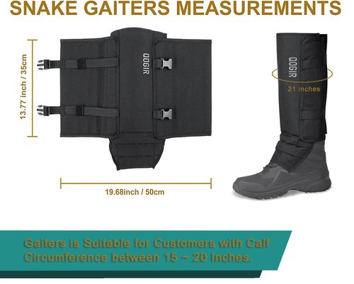 NatureBlend Leg Gaiters Hunting Gaiters, Adjustable Snow Boot Gaiters, Waterproof Snake Gaiters for Hiking Walking Skiing (Black)