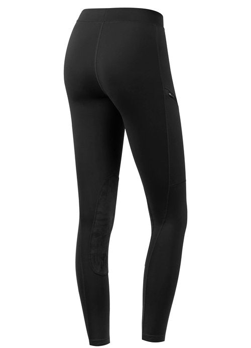 Willit Girls Horse Riding Pants Tights Kids Equestrian Breeches Knee-Patch Youth Schooling Tights Zipper Pockets Black M
