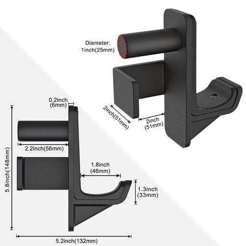 Kipika J-Hooks for 2" x 2" Power Rack with 1" Hole - Bottom Reinforced Steel Hooks with Rubber Pads - Heavy Duty Power Rack Attachments - Squat Rack Accessories for Strength Training - Set of 2