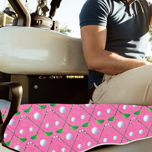 ORIGACH Golf Balls & Golf Clubs Golf Cart Seat Covers, Comfortable Cooling Golf Cart Blanket Towel, 100% Microfiber, Fits EZGO, Club Car, and More 2-Seat Golf Carts, 51x31inch