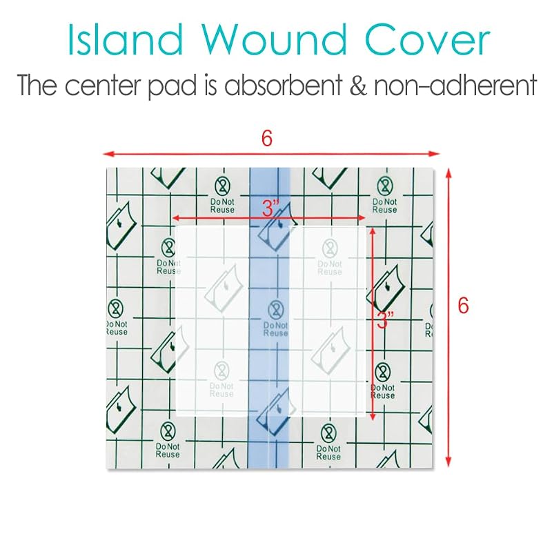 Waterproof Shower Cover with Non-Stick Center Pad (6x6 inch, Pack of 25) for Post-Surgery Wounds