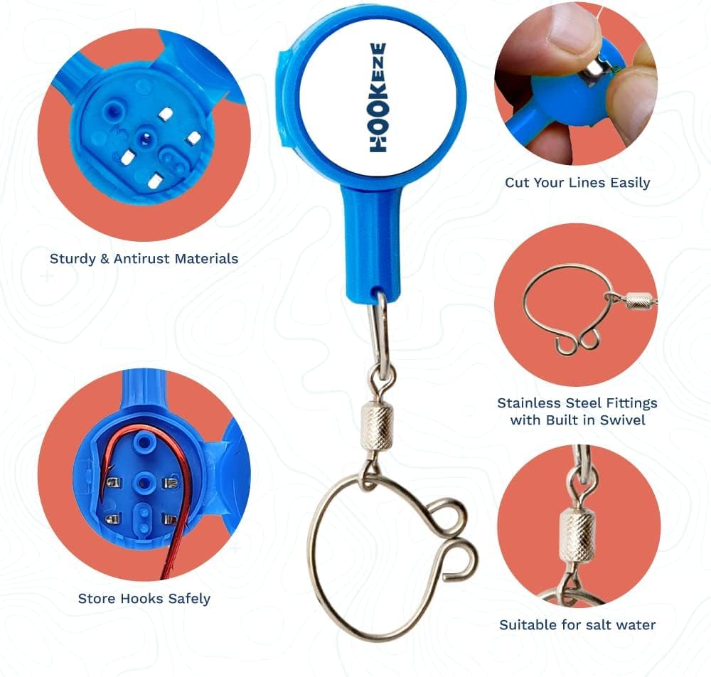 HOOK-EZE Fishing Knot Tying Tool (1 Pack), Fly Fishing Accessories Tie Fishing Line to Hooks, Fishing Gear and Equipment, Fishing Gifts Stocking Stuffers & Gadgets Tackle for Men (Blue)