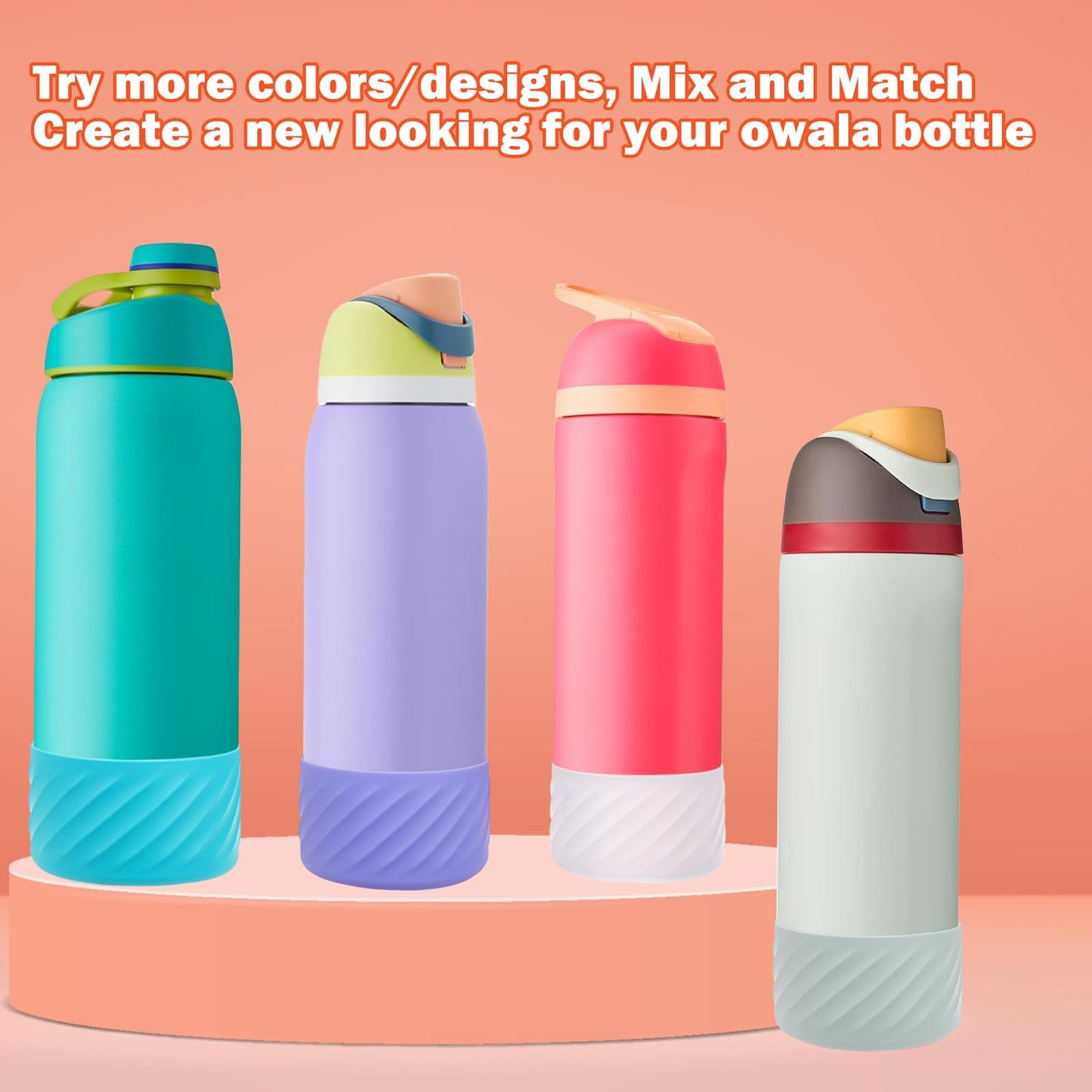 LUCKINEE 2Pcs 40oz Silicone Boot Base Sleeve for Owala Water Bottle FreeSip Twist and Flip Protective Silicone Bottom Bumper for Owala Flask Water Bottle Accessories BPA Free