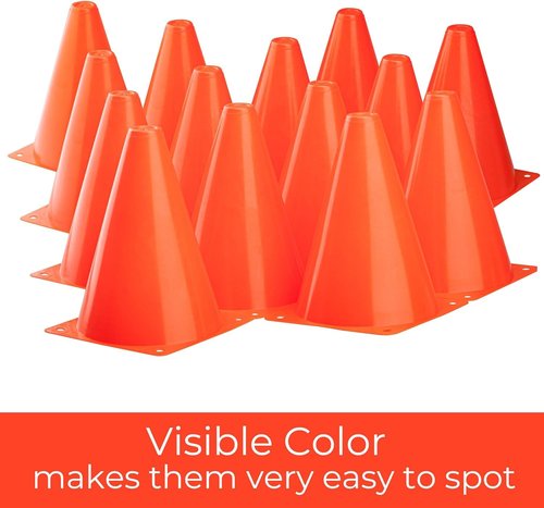 CARTMAN 7 Inch 12 Pack Plastic Training Cones, Agility Soccer Cones, Indoor Outdoor and Festive Events Field Marker Agility Cones for Soccer, Skating, Football, Basketball
