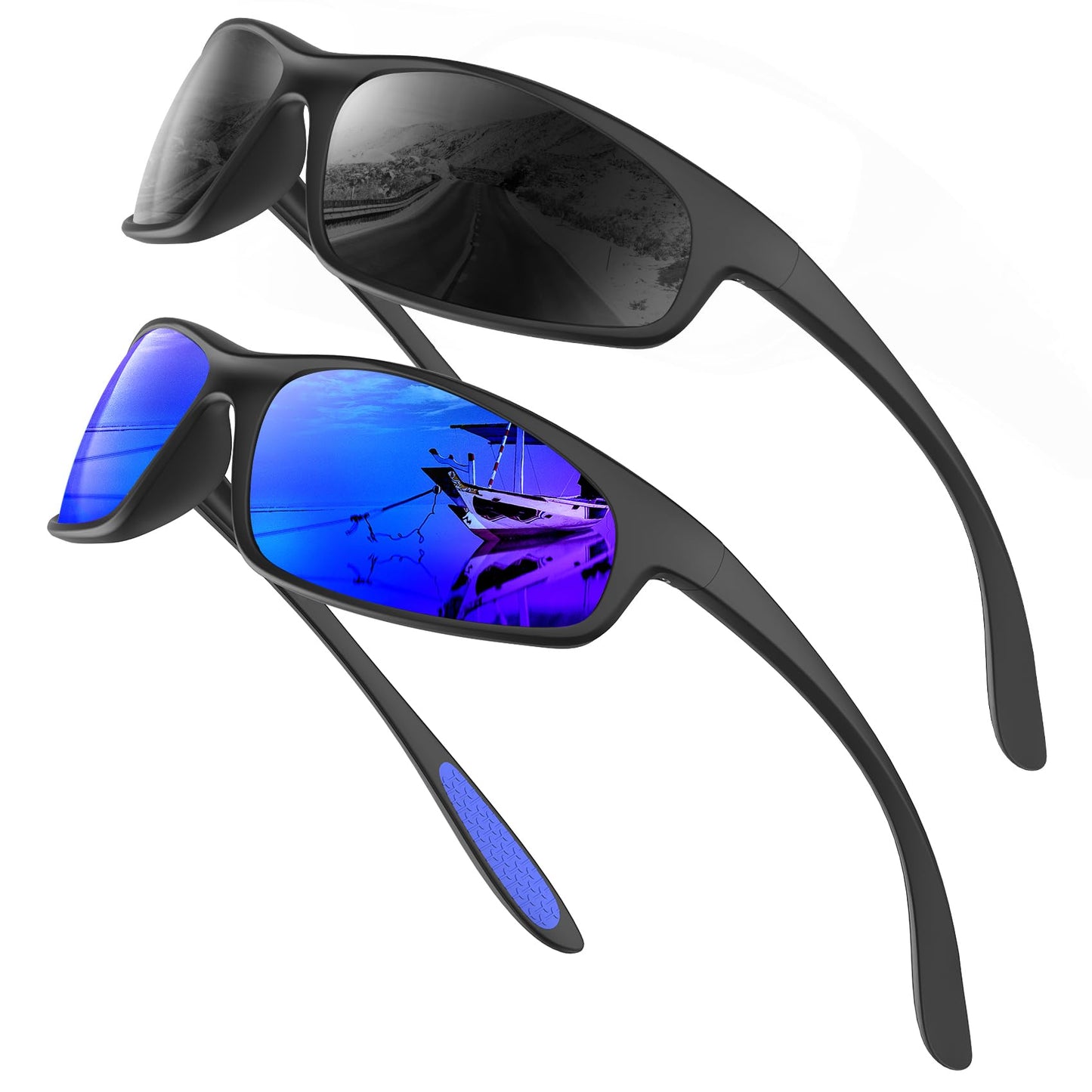 KALIYADI Mens-Sunglasses Polarized Sunglasses-Men Sports: Sport Sun Glasses for Running Cycling Fishing with UV Protection