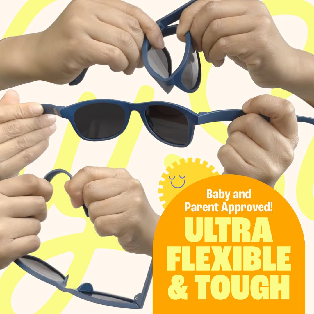 BABY SUNNIES Polarized Baby Sunglasses with Strap - Unbreakable Flexible Infant Sunglasses for Toddlers & Newborns 0-24 Months - Pink - Baby Beach Essentials - Infant Travel Essentials