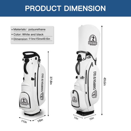 Custom Golf Bag PU Leather Personalized Stand Golf Bag Lightweight Waterproof Design, Multiple Pockets & Strap, Club Travel Gift for Men/Women