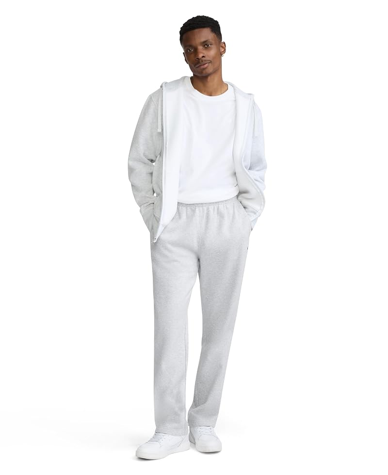 Champion Platinum Silver Heather Open-Bottom Fleece Sweatpants, Standard Fit
