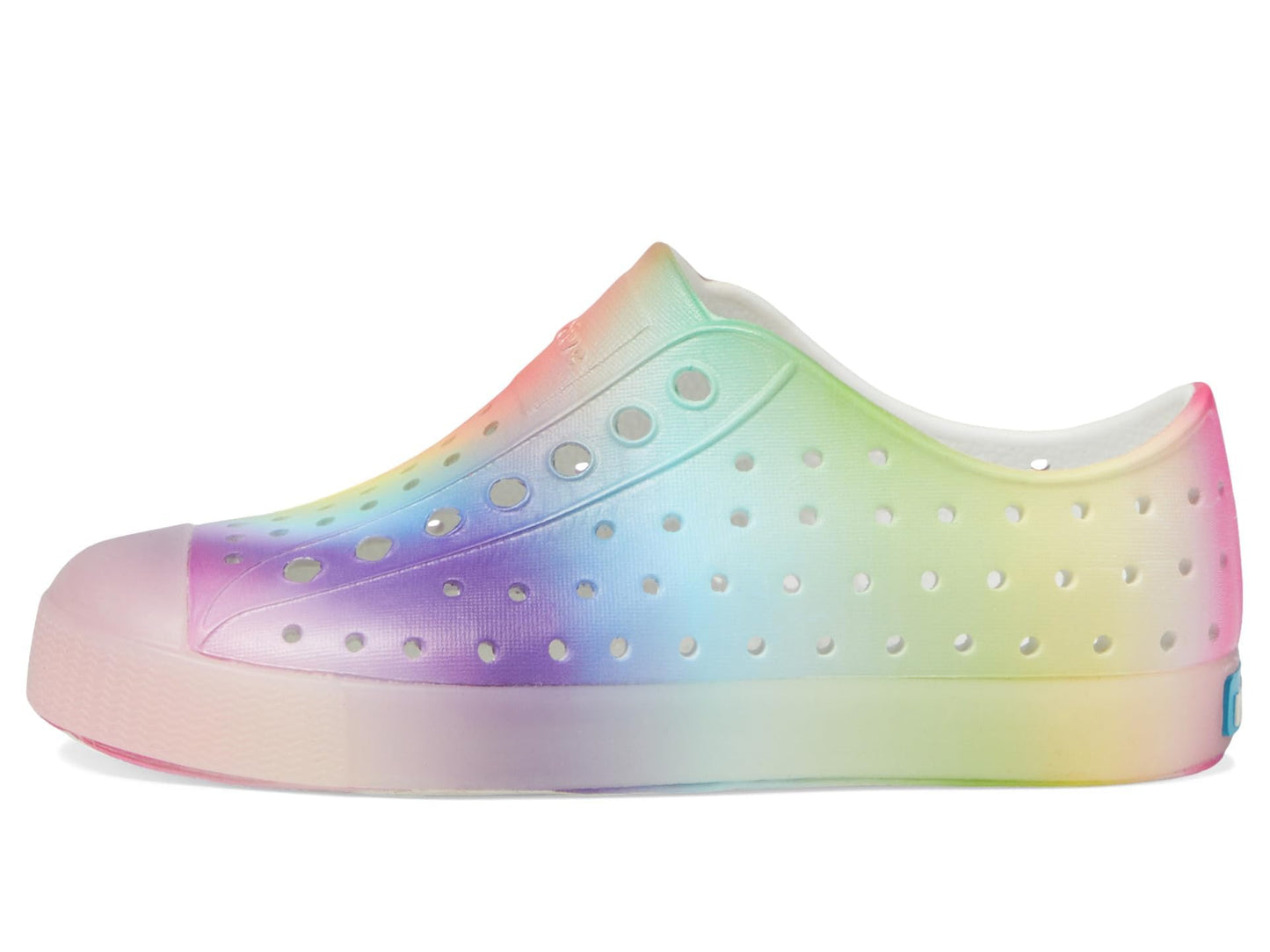 Native Shoes Unisex-Kids Jefferson Print Sneakers, Shell White/Translucent/Rainbow Blur, 2 Little Kid