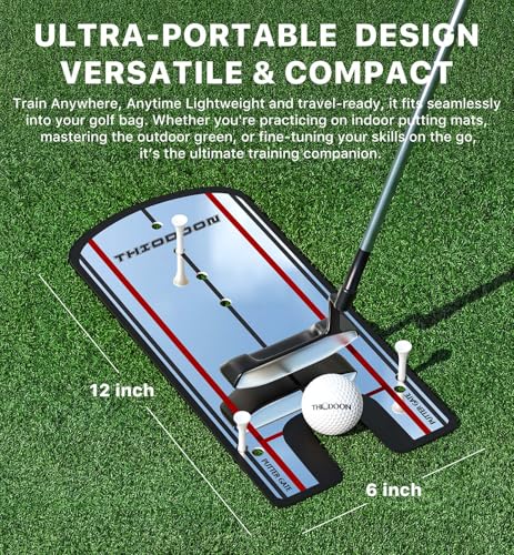Black 3mm Ultra-Thin Golf Putting Mirror with Tees & Carry Bag