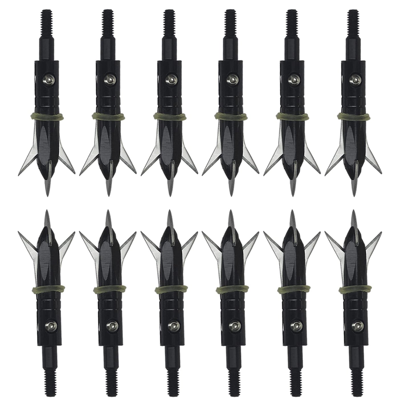 e5e10 12pcs Hunting Broadheads 100 Grain Archery Broadheads 420 Stainless Steel Higher Hardness 2-Blades + 1 pc Broadhead Case for Arrowheads