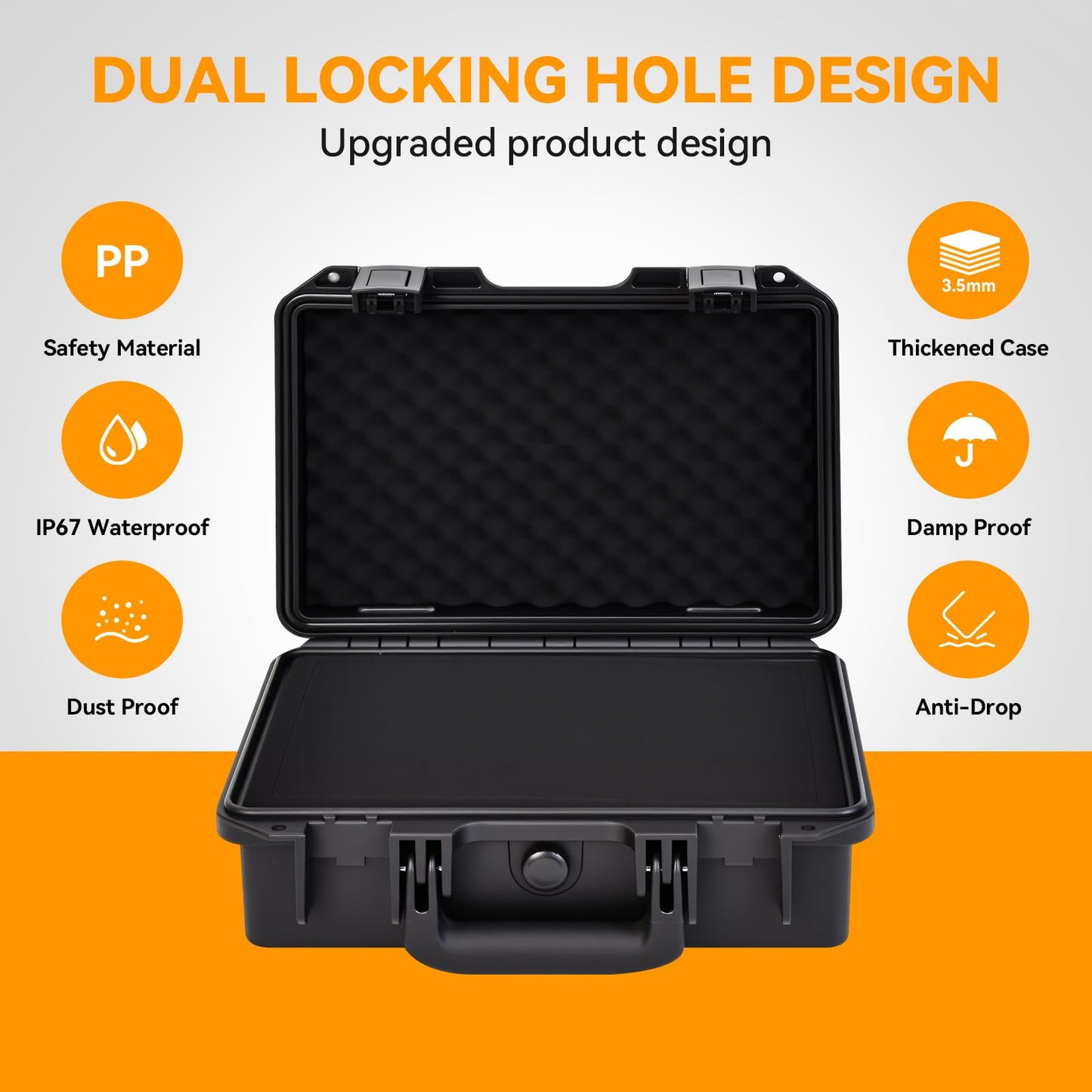 INCHOICASES Gun Case with DIY Customizable Pre-cut Foam, Hard Shell Pistol Case, Travel Safe Case for Outdoor&Indoor Use, IP67 Waterproof