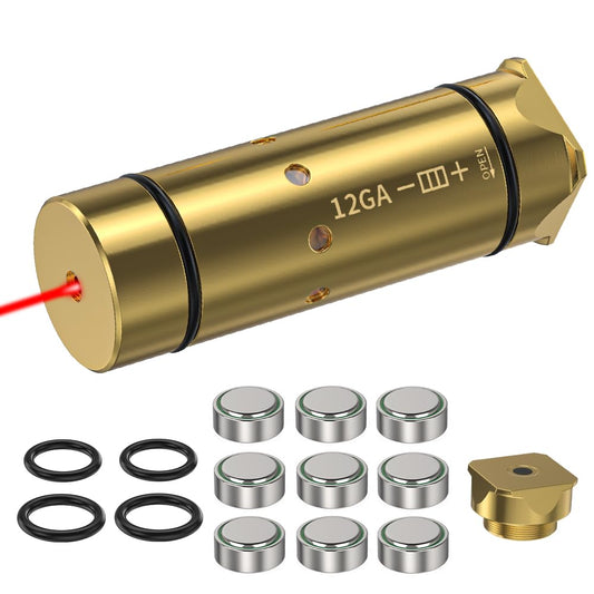 12GA Laser Cartridge for Dry Fire Practice System Home Training Portable Laser Bullet with Orings & Battery Laser Trainer Suitable for Shotgun