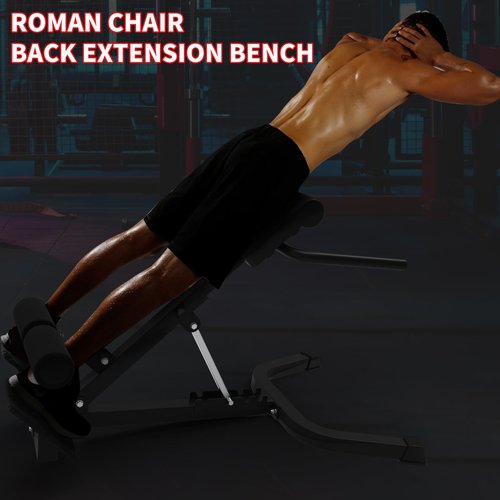 Dual Adjustable Roman Chair Back Extension Bench for Home Gym, 330lbs Weight Capacity, Adjustable Back Exercise Machine for Core Strength and Back Pain Relief