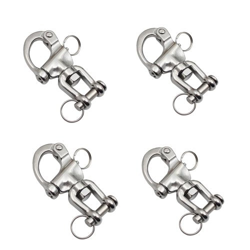 Baieasy 4 Pack Snap Shackle Sailing Halyard, 316 Stainless Steel Clevis Swivel Jaw Swivel Shackle, Quick Release Snap Hook for Sailing Rigging Shackles, SCBA face Masks, Firefighter Mask