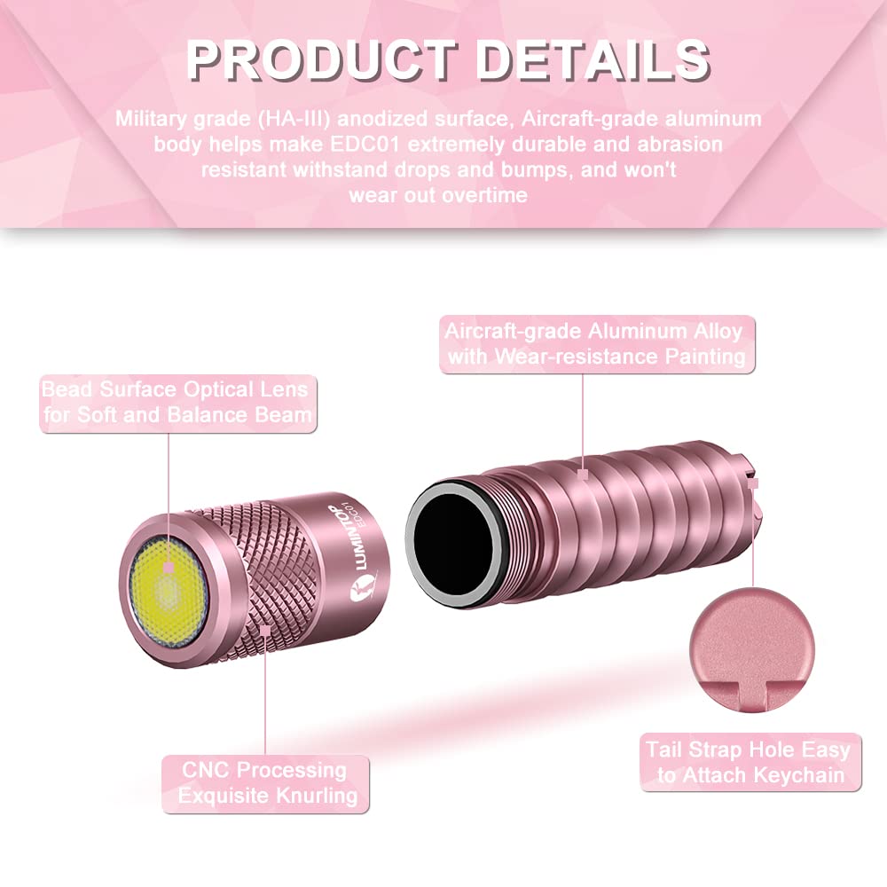 LUMINTOP EDC01 Keychain Flashlight 120 lumens Pocket EDC Flashlights 36 Hours IPX8 Waterproof