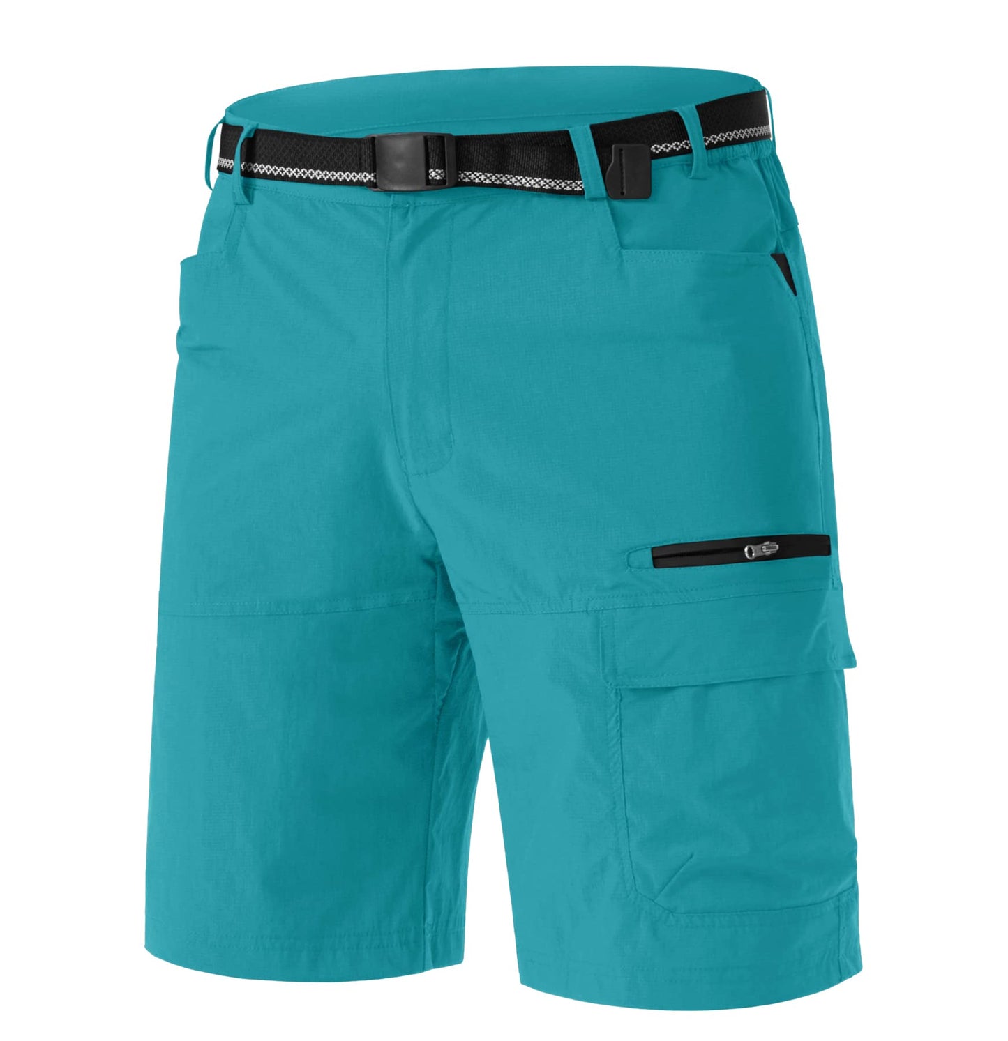TACVASEN Men's Summer Hiking Cargo Shorts Lightweight Quick Dry Casual Golf Dress Tactical Shorts with Pockets Fishing Work Lake Blue 36
