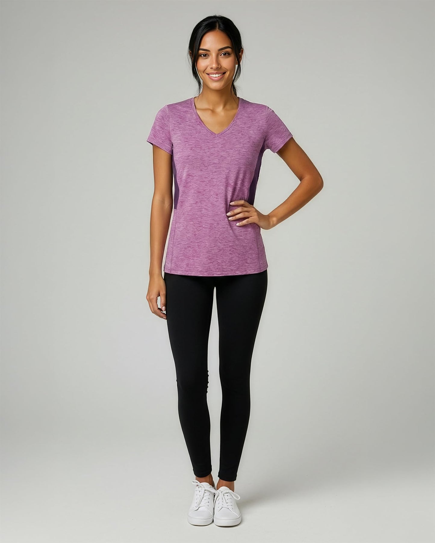 5 Pack Womens Dry Fit V Neck Workout Tops Athletic T Shirts Gym Yoga Tees