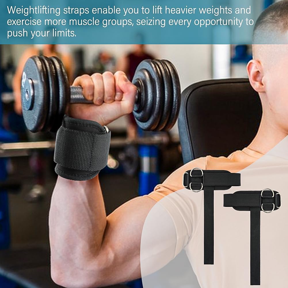 2pcs Weight Lifting Straps with D Ring 13" Long Wrist Straps for Weightlifting Deadlift Strap Heavy Duty Lifting Wrist Strap for Cable Machines