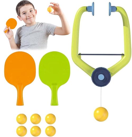 Upgraded Door Ping Pong Game Over The Door, Adjustable Doorway Game Pingpong Trainer, Hanging Table Tennis Trainer Portable Set, Indoor Ball Games Unisex (1set)