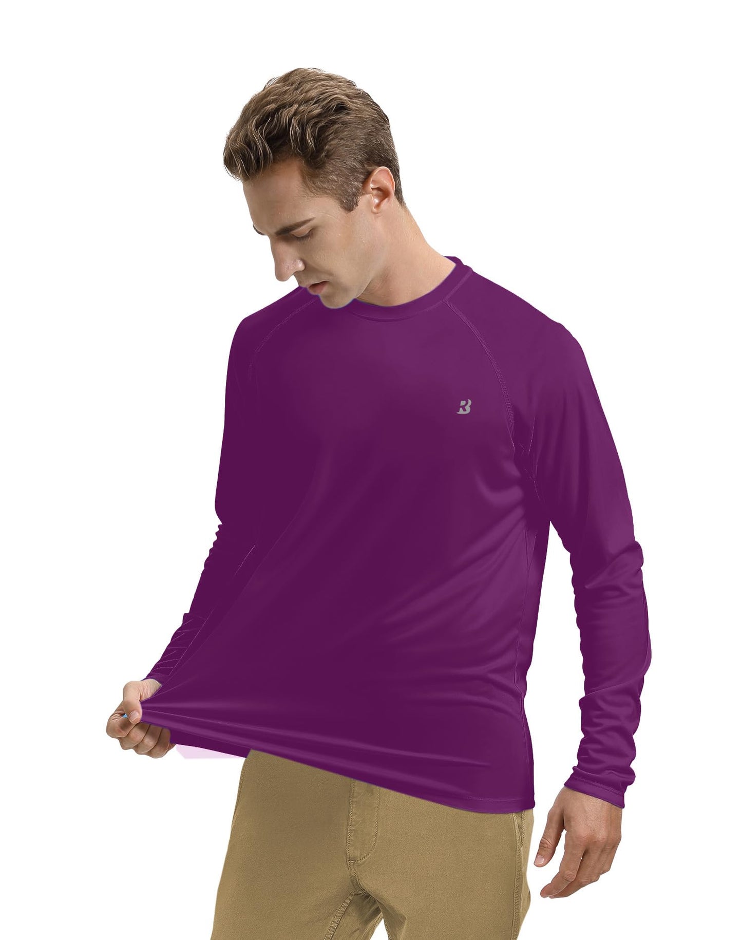 Roadbox Mens UPF 50+ Long Sleeve SPF Diving Rash Guard UV Sun Protection Shirts for Outdoor Fishing Hiking Swimming Running