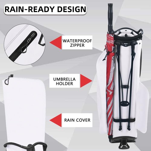 LOVACE 14 Way Golf Stand Bag, Lightweight Golf Bag with Stand for Men and Women (White)