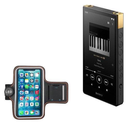 BoxWave Case Compatible with Sony Walkman NW-ZX707 - JogBrite Sports Armband, High Visibility Safety Light LED Runners Armband - Bold Orange