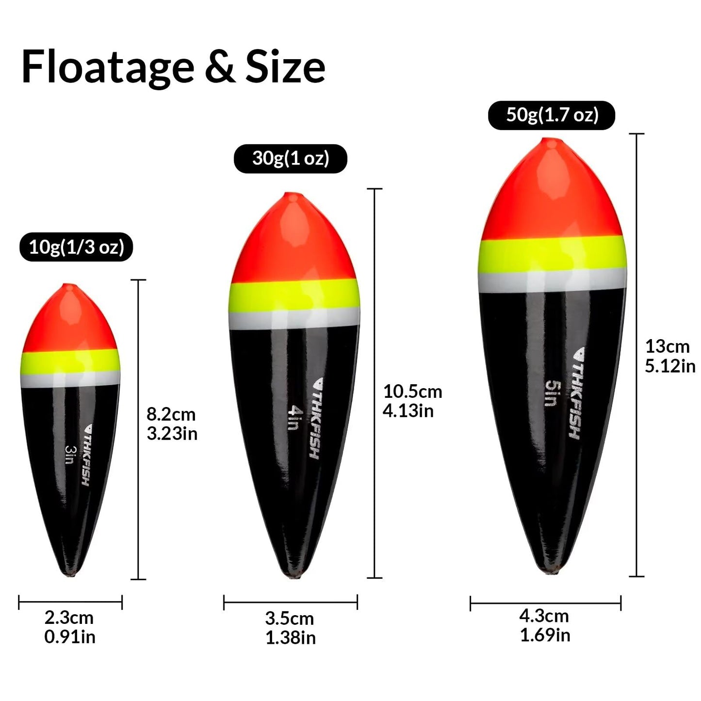 THKFISH Fishing Bobbers - Slip Bobbers for Steelhead, Freshwater & Saltwater Floatage - 3/8oz