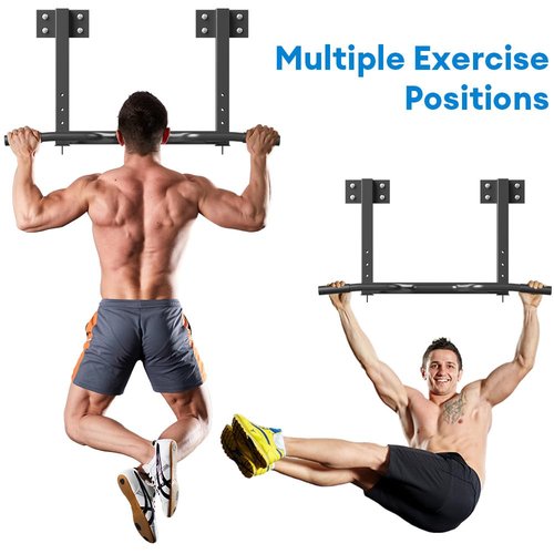 Wall Mount Pull Up Bar, Joist Mount Pull Up Bar, Beam and Rafter Mounted Chin Up Bar for Home Gym With Wood Mount and Wall Mount Screws (Black4)