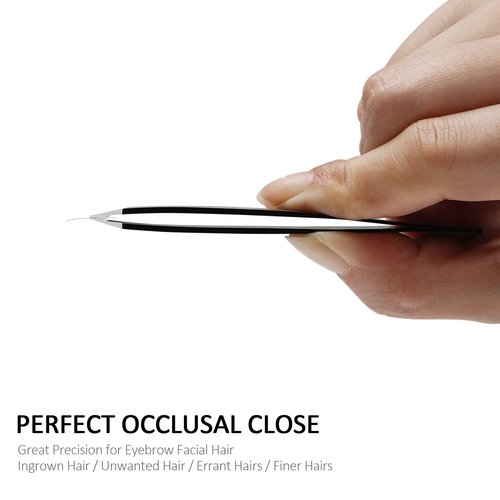 Tweezers Set for Eyebrows, KayaLikes 4 Pcs Precision Tweezers Set for Girls and Women, Excellent at-home Grooming Tools with Leather Case, Black